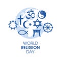 World Religion Day Poster with religious symbols vector Royalty Free Stock Photo