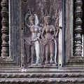 Aspara dancers, dancing girls on bas-relief, scarved in stones of Angkor Wat, Siem Reap, Cambodia, Asia. Scarving Royalty Free Stock Photo