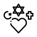 Religious tolerance icon vector outline illustration Royalty Free Stock Photo