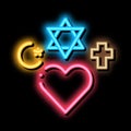 religious tolerance neon glow icon illustration Royalty Free Stock Photo