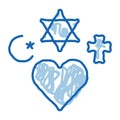 religious tolerance doodle icon hand drawn illustration Royalty Free Stock Photo