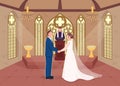 Religious wedding ceremony flat color vector illustration Royalty Free Stock Photo