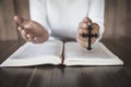 Religious young woman praying to God in the morning, spirtuality and religion, Religious concepts Royalty Free Stock Photo