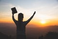 Religious young woman praying to God in the morning, spirtuality and religion, Religious concepts Royalty Free Stock Photo