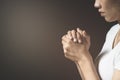 Religious young woman praying to God in the morning, spirtuality and religion, Religious concepts Royalty Free Stock Photo