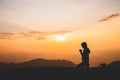 Religious young woman praying to God in the morning, spirtuality and religion, Religious concepts Royalty Free Stock Photo