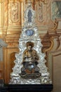 The reliquary with the relics of St. Francis Xavier, main altar in the Church of Saint Catherine of Alexandria in Zagreb Royalty Free Stock Photo