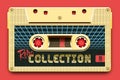 Relistic Golden Audio Cassette, Retro Collection, Mixtape in Style of 80s and Retrowave, Synthwave or Outrun Royalty Free Stock Photo