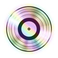 Relistic Iridescent Gramophone Vinyl LP Record Template Isolated on White Background