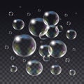 Relistic vector Soap Bubbles. Royalty Free Stock Photo