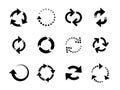 Reload arrows. Circle arrow, connect or recycle digital icons. Connection restart symbols, isolated rotate round group