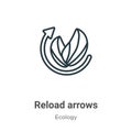 Reload arrows outline vector icon. Thin line black reload arrows icon, flat vector simple element illustration from editable Royalty Free Stock Photo