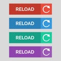 Reload flat buttons on grey background. Royalty Free Stock Photo