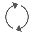 Reload glyph icon, rotation and spin, arrow refresh sign, vector graphics, a solid pattern on a white background. Royalty Free Stock Photo