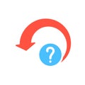 Reload icon, arrows icon with question mark. Reload icon and help, how to, info, query symbol Royalty Free Stock Photo