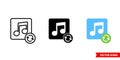 Reload, refresh, repeat music icon of 3 types. Isolated vector sign symbol.
