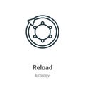 Reload symbol outline vector icon. Thin line black reload symbol icon, flat vector simple element illustration from editable Royalty Free Stock Photo