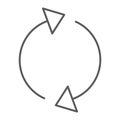 Reload thin line icon, rotation and spin, arrow refresh sign, vector graphics, a linear pattern on a white background.