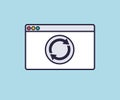 Reload web page icon. Website update symbol. Upgrade site application logo design. Browser window screen. Royalty Free Stock Photo