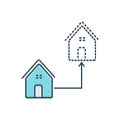 Color illustration icon for Relocate, moving and relocation