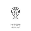 relocate icon vector from refugee crisis collection. Thin line relocate outline icon vector illustration. Outline, thin line