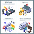 Relocation banner set, isometric style Royalty Free Stock Photo