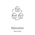 relocation icon vector from real estate collection. Thin line relocation outline icon vector illustration. Linear symbol for use