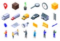 Relocation icons set, isometric style