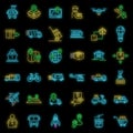 Relocation icons set vector neon