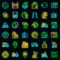 Relocation icons set vector neon