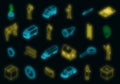 Relocation icons set vector neon