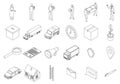 Relocation icons set vector outline