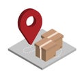 Relocation isometric icon with boxes. Isolated icon. Moving and delivery concept