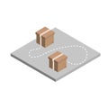 Relocation isometric icon with boxes. Isolated icon. Moving and delivery concept