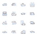 Relocation line icons collection. Move, Transfer, Relocate, Migration, Shift, Change, Remodeling vector and linear