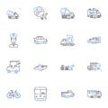 Relocation line icons collection. Move, Transfer, Shift, Migration, Transition, Resettlement, Transferal vector and