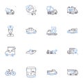 Relocation line icons collection. Move, Transfer, Shift, Migration, Transition, Resettlement, Transferal vector and