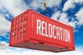 Relocation - Red Hanging Cargo Container.