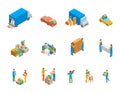 Relocation Service 3d Icons Set Isometric View. Vector Royalty Free Stock Photo