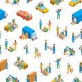 Relocation Service 3d Seamless Pattern Background Isometric View. Vector Royalty Free Stock Photo