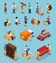 Relocation Service Isometric Icons
