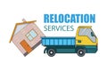 Relocation service. Moving concept. Cargo Truck is transporting. Delivery freight truck illustration. Transport company Royalty Free Stock Photo