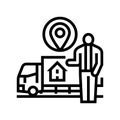 relocation services interior design line icon vector illustration