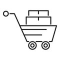 Relocation wheel cart icon, outline style