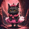 Reluctant Ballerina - Tortoiseshell Cat in a Pink Tutu Royalty Free Stock Photo