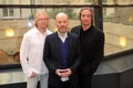 Rem band during the photosession ,Mike Mills, Michael Stipe, Peter Buck