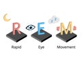REM or rapid eye movement in sleep circle which is the sleep stage that make you dream