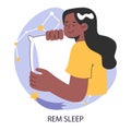 REM or rapid eye movement sleep cycle or stage. Serene calm woman