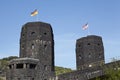 Remagen - The Remagen Bridge with flags of Allies and Germany