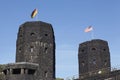 Remagen - The Remagen Bridge with flags of Allies and Germany